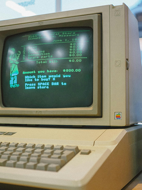 Retro beige computer monitor with green screen